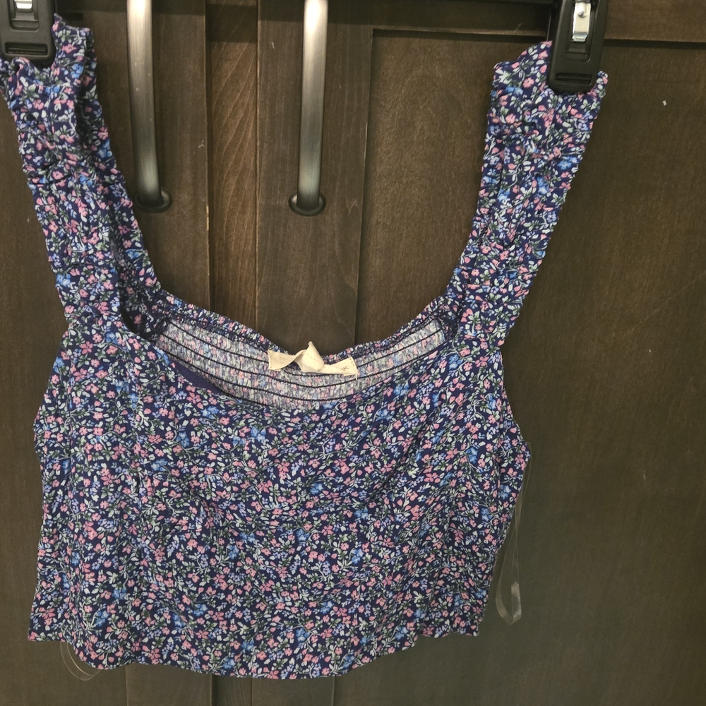 Rewind Blue and Pink Floral Tank Top